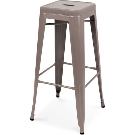 Tabouret de bar en métal mat taupe