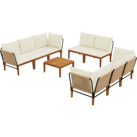 Maison Exclusive - 9 stk. Massives Akazienholz & Seil Natur (1/5)