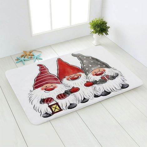 Tapis De Sol - Gnome De Noël - Velours Corail - 60 x 90 cm - Pour Entrée Extérieure Intérieure - Usage Hivernal - 1 Pièce (1/5)