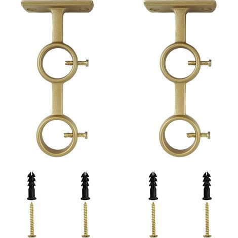 Brackets 2 Pack Double Rideau Rod pour le salon, Chambre pour 1 pouce Rod, Or, polyvalent et pratique (1/5)