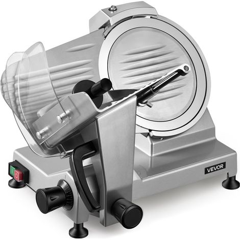 Trancheuse Électrique 240 W, Trancheuse à Jambon avec Épaisseur de Coupe Réglable 0-12 mm, pour Saucisson Pain Fromage Viande Charcuterie, Lame en Acier au Carbone 250 mm et Affûteur Intégré (1/5)