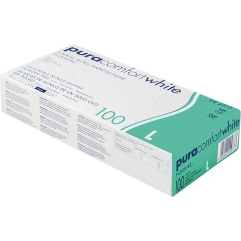 Guantes desechables Pura Comfort White talla L nitrilo blanco PSA III 100 piezas / caja (1/4)