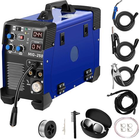 Soudeur MIG, 250 Amp, 220V, Vitesse de fil 2.2-12 m/min, Dimensions 18.1 x 7.5 x 13 in, Poids 18.5 lbs (1/5)