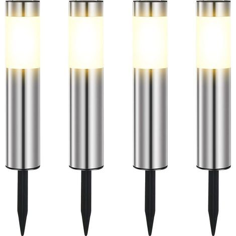 Lampe Solaire Exterieur, En Acier Inoxydable Solaire Exterieur Jardin LED éTanches IP65 Pour Le Patio, La Pelouse, Les Chemins Et Les Sentiers De La Cour De Jardin Blanc Chaud (4 Pièces) (1/3)