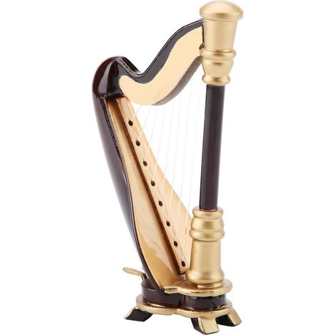 Réplique miniature de harpe en bois de 3,5 pouces avec coffret cadeau, modèle d'instrument de musique, objet de décoration musicale. (1/5)