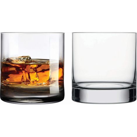 Lot de 2 verres à whisky, cristal sans plomb, 30 cl, design épais, pour bar et salon (1/5)