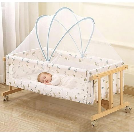 Moustiquaire pour bébé lit Berceau Universelle Accessoire Protectrice pour Lits Bébé Contre Insectes Housse pour Poussette Landau Moustiques Décoration Chambre Lit Bébé Cadeau Blanc/Blue (1/5)