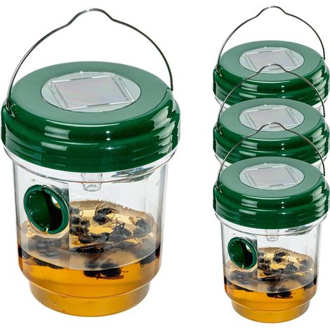 Trappola per calabroni asiatici, trappola solare da appendere all'esterno per vespe e calabroni, trappola per calabroni in bottiglia di plastica per giardino e balcone, trappola per zanzare, mosche e  (1/5)