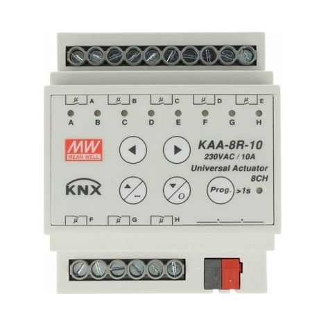 MW MEAN WELL KAA-8R-10 Attuatore KNX Universale Relay On/Off 8 Canali 10A Konnex Con Guida DIN Binario Per Tapparelle Saracinesche (1/3)