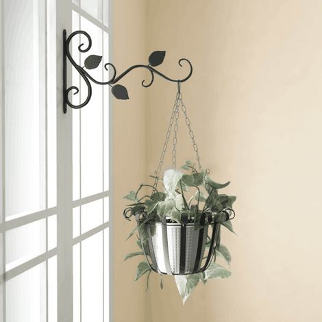 Support Mural Pour Suspension De Plantes - En Fer Noir - 30 Cm - Pour Intérieur Et Extérieur - Charge Maximale 5 Kg - 1 Pièce (1/3)