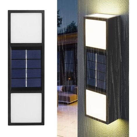 Lot de 2 panneaux solaires pour façade  Éclairage extérieur noir pour murs et façades -AquaForge