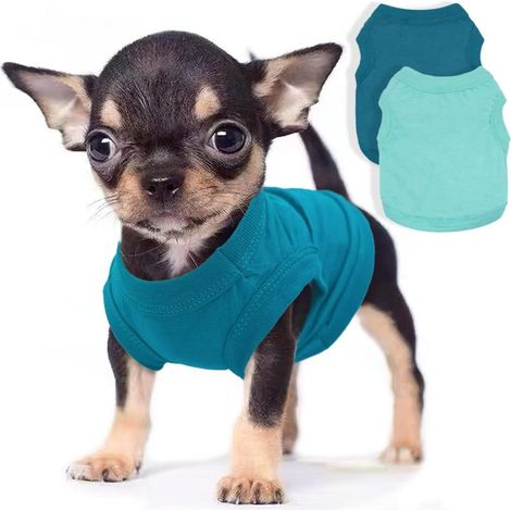 vêtements pour chiens, doux et unis, XXS  M (cyan, vert foncé)