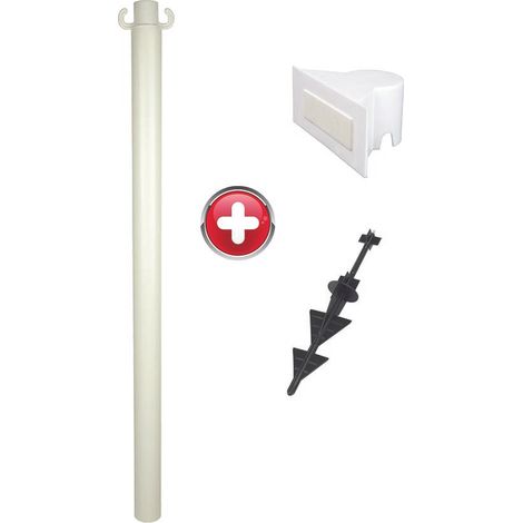 Poteau PVC Blanc sur pointe avec support panneau - 2000246