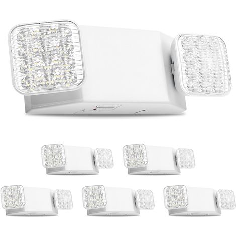 VEVOR 6er-Set LED Notbeleuchtung mit 2 Verstellbaren und Quadratischen Köpfen, Fluchtwegleuchten für Gewerbe, 120-277 V AC 90 Min. Notbetrieb Notausgangsbeleuchtung Wandmontage Sicherheitsbeleuchtung (1/5)