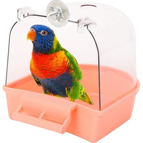 HOXILEELEOBaignoire à oiseaux, fournitures de cage à oiseaux suspendues avec crochets, plateau de support de distributeur de nourriture (1/5)