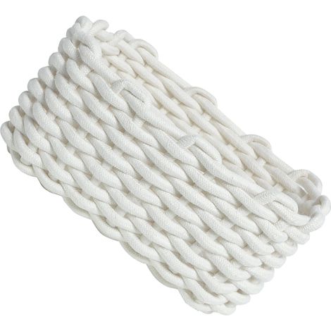 Panier de rangement en corde de coton tricoté à la main, style nordique, blanc, 30 x 22 x 14 cm / 11,8 x 8,7 x 5,5 pouces