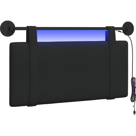 Testiera  Testata del letto sospesa Con luce LED Nero Tessuto (1/5)