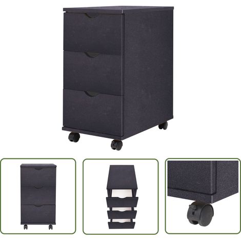 The Living Store Schubladenelement 33×45×60 cm Schwarz - Rollschrank - Bürostuhl - Schreibtischorganisation - Ablageboxen - Regal Schwarz (1/5)