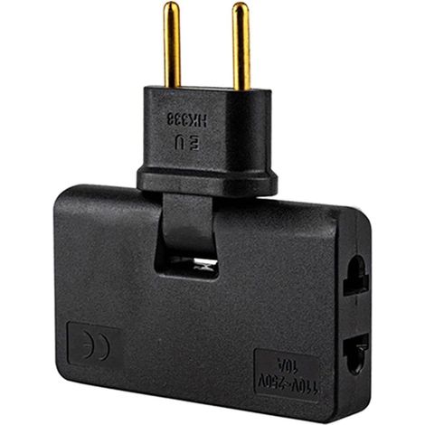 APEX Adaptateur prise murale plate avec 3 sorties, prise pivotante à 180°, prise plate à 3 prises, 250 V, prise terre 10 A, noir (1/5)