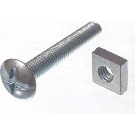 One Stop DIY Lot de 100 boulons de toiture et écrous carrés ZP Plaqué zinc M6 x 40
