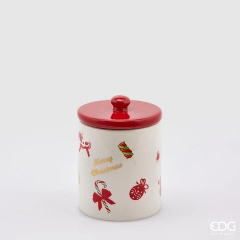 EDG Enzo De Gasperi Contenitore Cilindrico Decori Natale H 17 Cm D 12 Cm Green Red