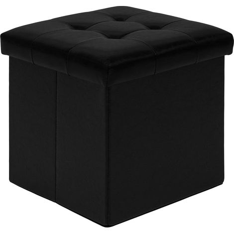 Noir Boîte de Rangement Pouf Cube Pliable Petit Meuble de Rangement Vetement Coffre a Jouet Charge Max de 150kg 32 x 32 x 32cm (1/5)
