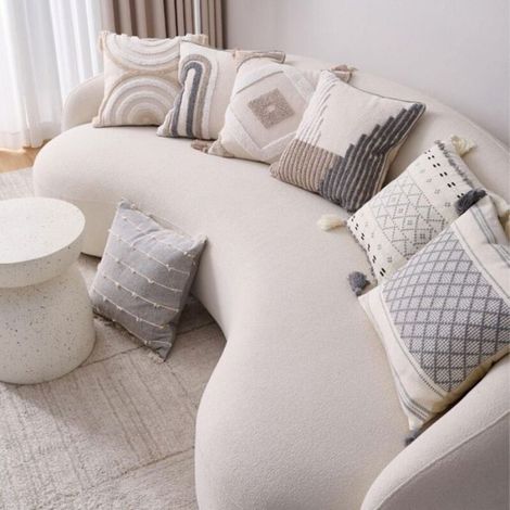 Housse de coussin bohème - - Coton et lin - Pompons décoratifs - 45x45 cm - Fermeture éclair invisible (1/5)