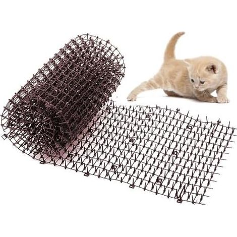 Anti-Katzen-Matte 200 x 30 cm, Gartenmatte aus Kunststoff, Abschreckungsnetz gegen Katzen, Grabstopper, Wildtierabwehr, Abwehrspitzen, Zaunmatte für drinnen und draußen, Braun (1/5)