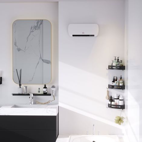 Radiateur mural soufflant 2000 W - chauffage céramique PTC - 3 niveaux de puissance - télécommande incluse blanc noir (1/5)