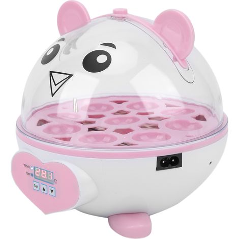 Incubateur semi-automatique domestique petit format 9 œufs pour poulets, canards, oiseaux, pigeons, cailles (rose) (1/5)