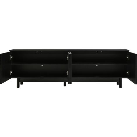 ELVMI TV-Lowboard mit 4 Türen, verstellbaren Einlegeböden und Push-to-Open für Wohnzimmer, MDF, Schwarz, 175×38×56 cm (1/5)