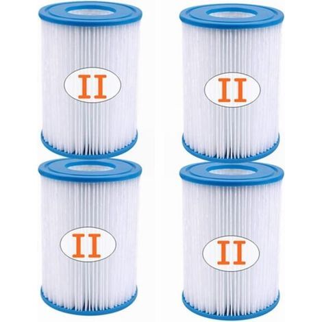 Lot de 4 cartouches filtrantes type II pour piscine – Hauteur 135mm – Diamètre 104mm – Papier ABS polyester – Compatible modèles 58094