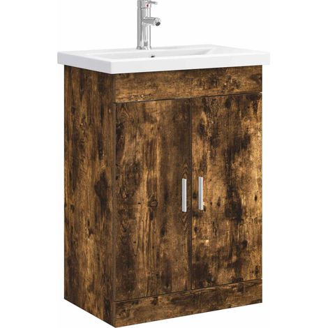 Bathroom Furniture Set Smoked Oak 61 x 40 x 84.5 cm vidaXL (1/5)