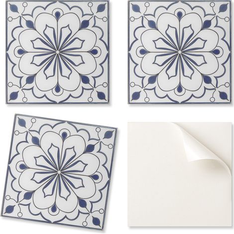 Baldosas de vinilo autoadhesivas - Decoraci贸n de pared para oficina con estampado floral cer谩mico 9x30x30 cm