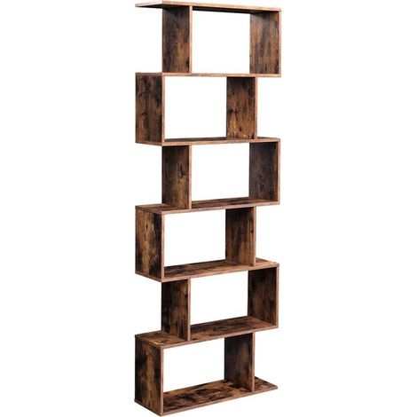 Librería independiente de 190,5 cm. Estantería de pie para presentación, color marrón. (1/5)