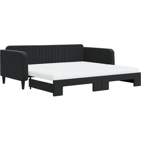 Maison Exclusive - Lit de jour avec lit gigogne et matelas noir 100x200 cm velours