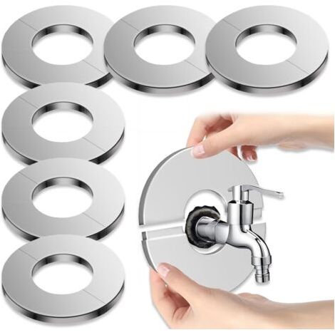 Kit de 6 ctuyaux décoratifs en acier inoxydable pour radiateurs, robinets et douches – caches tubulaires séparés, bouchons pour orifices de robinetterie