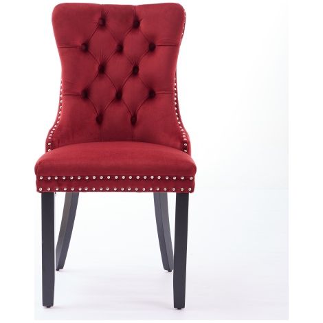 Chaises de salle à manger classiques en velours — Chaises modernes haut de gamme en bois massif avec revêtement en velours capitonné, pieds en bois massif et finitions cloutées (Lot de 2)  Couleur : B