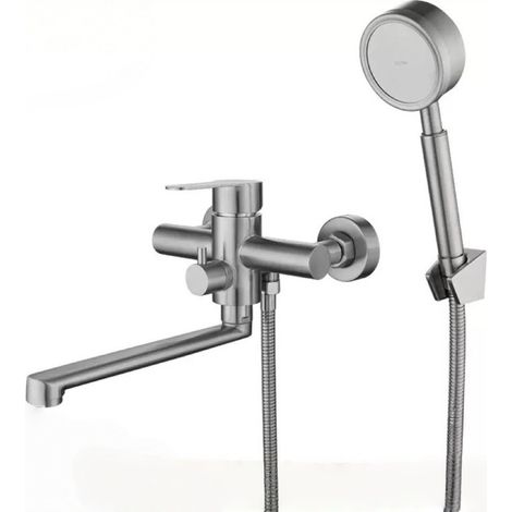 Robinet Mitigeur Encastré Cuisine Acier Inoxydable 304 avec Douchette Pulvérisateur – Eau Chaude et Froide, Design Moderne pour Évier-x