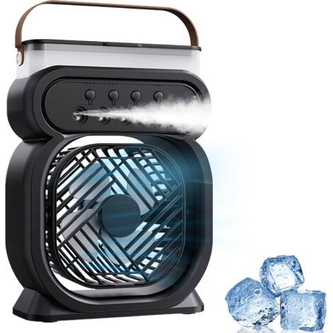 Climatiseur portable, mini climatiseur silencieux, refroidisseur d'air, humidificateur, ventilateur brumisateur à 3 vitesses, veilleuse, minuterie pour le bureau et la maison [Classe énergétique A] (1/5)