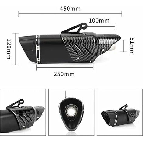 Poracer silenziatore tubo di scarico posteriore per Hónda Yamahá Suzuki Kawasaki BMẂ Aprilia sistema di scarico per motocicletta (nero 38-51)