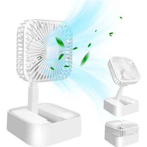 Mini Ventilateur USB Rechargeable 1200mAh, 3 Vitesses Silencieux, Portable pour Bureau Maison Voyage (1/5)