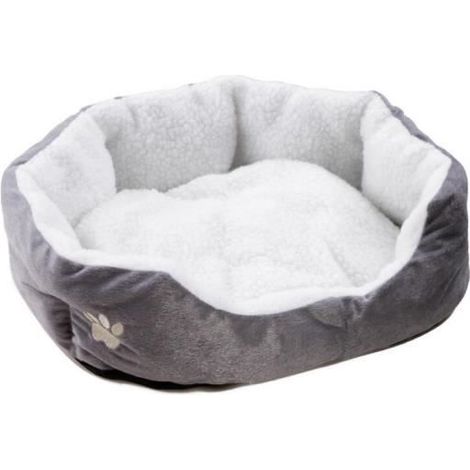 Lit d'animal de compagnie - RUNFON - Coussin doux - Gris - Rond - Pour chat (1/4)