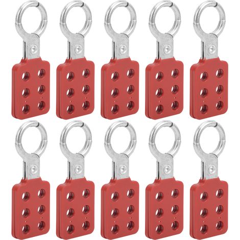 Packung mit 10 Sicherheitsschlössern, 25 mm (1 Zoll), 6 Löcher, rotes Aluminium, für die Chemie-, Elektro-, Öl- und Bergbauindustrie (Kohle). (1/5)