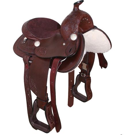 Chestnut - Sella western bambino Triple S modello Kids in cuoio con stampa floreale