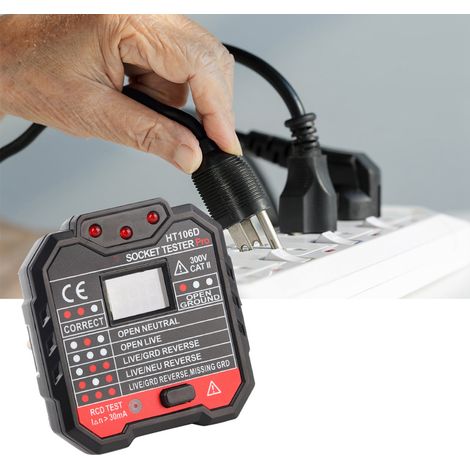 HT106D Steckdosentester, elektrischer Steckdosentester, Spannungsprüfer, Steckdosenprüfer, europäischer Standard AC48250V (1/5)