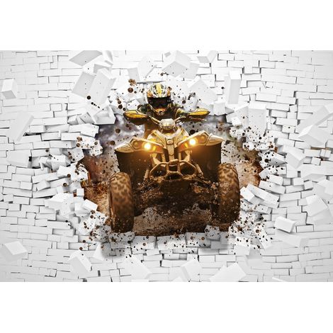 Papier peint 3D pour enfants avec motif quad, décoration murale multicolore pour chambre d'enfant – 350 x 250 cm Wallarena (1/4)