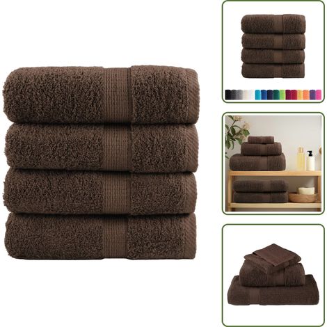 Gesichts-Handtücher - vidaXL Premium-Waschtücher SOLUND 4 Stk. Braun 30x30 cm 600 g/m² - Trainingshandtücher (1/5)