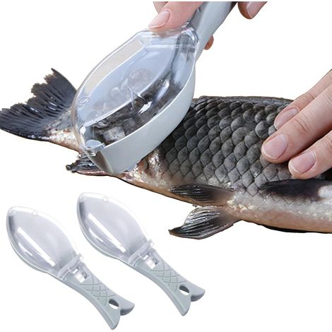 2 Pcs Grattoir à Écailles de Poisson.Poisson Ecaille Nettoyage Ecailleur Poisson Professionnel pour Maison.Cuisine.Restaurant.Outils de Cuisine Gadgets de Cuisine avec des Couvercle (Bleu) (1/5)