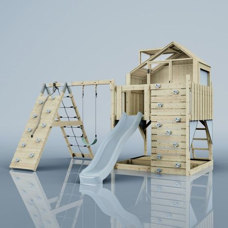 PolarPlay Kids Climbing Tower & Garden Playhouse with Swing and Slide - Climb & Swing Ragna Mist (1/5)